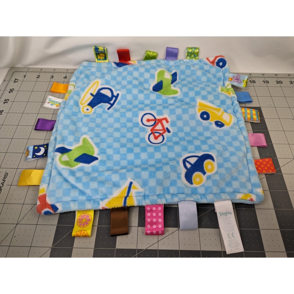 Taggies Blue Lovey Security Blanket Vehicles Truck Plane Boat Helicopter